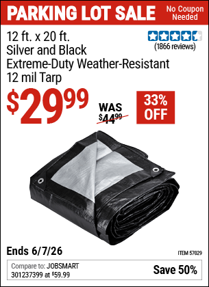 Harbor Freight Coupons, HF Coupons, 20% off - 12 ft. x 20 ft. Silver & Black Extreme Duty Weather Resistant Tarp