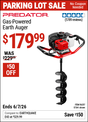 Harbor Freight Coupons, HF Coupons, 20% off - PREDATOR Gas Powered Earth Auger 