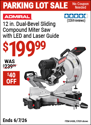Harbor Freight Coupons, HF Coupons, 20% off - 12 in. Dual-Bevel Sliding Compound Miter Saw with LED & Laser Guide