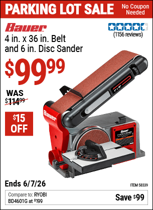 Harbor Freight Coupons, HF Coupons, 20% off - 4 in. x 36 in. Belt and 6 in. Disc Sander