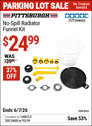 Harbor Freight Coupons, HF Coupons, 20% off - PITTSBURGH No-Spill Radiator Funnel Kit for $24.99