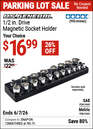 Harbor Freight Coupons, HF Coupons, 20% off - U.S. GENERAL 1/2 in. Drive Magnetic Socket Holder for $14.99