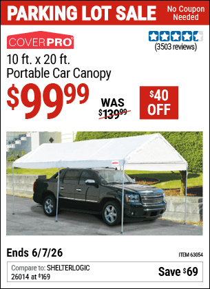 Harbor Freight Coupons, HF Coupons, 20% off - 10 Ft X 20 Ft Car Canopy