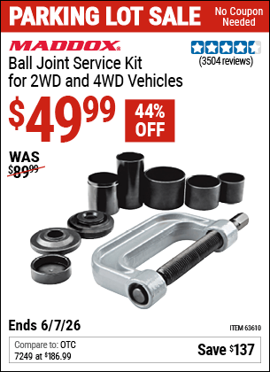 Harbor Freight Coupons, HF Coupons, 20% off - Ball Joint Service Kit For 2wd And 4wd Vehicles