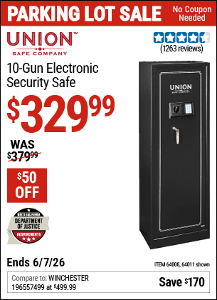 Harbor Freight Coupons, HF Coupons, 20% off - 10 Gun Electronic Security Safe