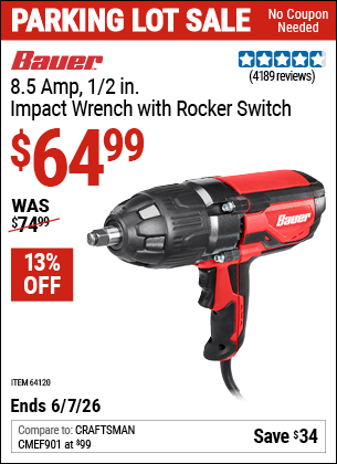 Harbor Freight Coupons, HF Coupons, 20% off - Bauer 1/2