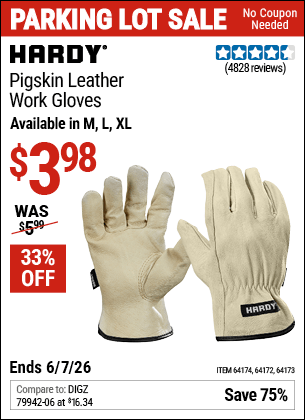 Harbor Freight Coupons, HF Coupons, 20% off - Pigskin Leather Work Gloves