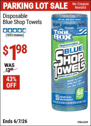 Harbor Freight Coupons, HF Coupons, 20% off - Disposable Blue Shop Towels