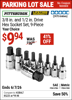Harbor Freight Coupons, HF Coupons, 20% off - 9 Piece 3/8