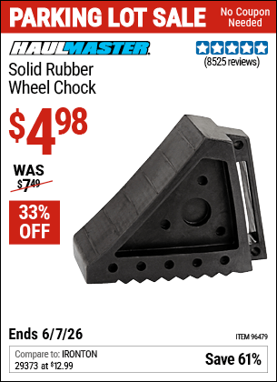 Harbor Freight Coupons, HF Coupons, 20% off - Solid Rubber Wheel Chock
