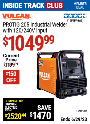 Harbor Freight Tools Coupons, Harbor Freight Coupon, HF Coupons-Vulcan Protig 205 Industrial Welder With 120/240 Volt Input