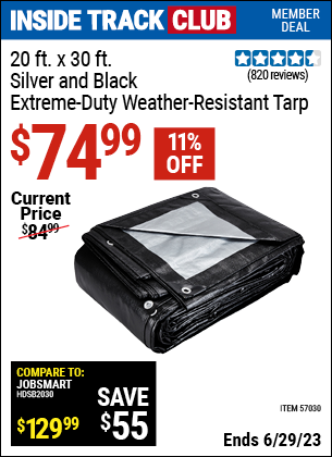 Harbor Freight Tools Coupons, Harbor Freight Coupon, HF Coupons-20 Ft. X 30 Ft. Silver & Black Extreme Duty Weather Resistant Tarp