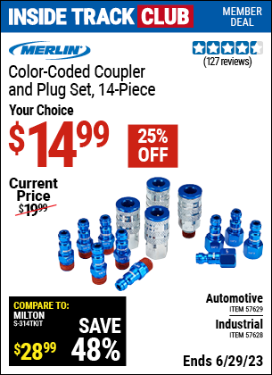 Harbor Freight Tools Coupons, Harbor Freight Coupon, HF Coupons-Color-Coded Industrial Coupler and Plug Kit, 14 Pc.