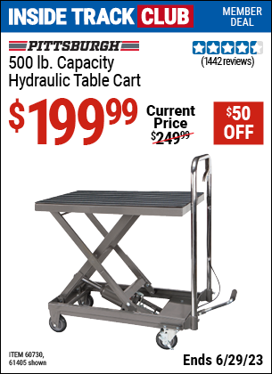 Harbor Freight Tools Coupons, Harbor Freight Coupon, HF Coupons-500 Lb. Capacity Hydraulic Table Cart
