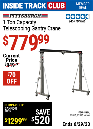 Harbor Freight Tools Coupons, Harbor Freight Coupon, HF Coupons-1 Ton Capacity Telescoping Gantry Crane