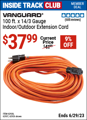 Harbor Freight Tools Coupons, Harbor Freight Coupon, HF Coupons-100 Ft. X 14 Gauge Indoor/outdoor Extension Cord