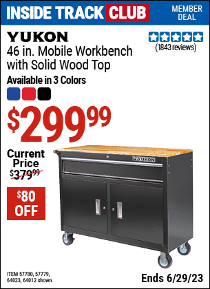 Harbor Freight Tools Coupons, Harbor Freight Coupon, HF Coupons-46 In. Mobile Storage Cabinet With Wood Top