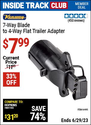 Harbor Freight Tools Coupons, Harbor Freight Coupon, HF Coupons-Seven-Way Blade to 4-Way Flat Trailer Adapter