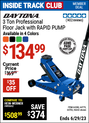 Harbor Freight Tools Coupons, Harbor Freight Coupon, HF Coupons-Daytona 3 Ton Heavy Duty Floor Jack