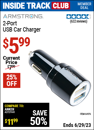 Harbor Freight Tools Coupons, Harbor Freight Coupon, HF Coupons-Two Port Usb Car Adapter