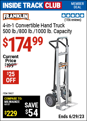 Harbor Freight Tools Coupons, Harbor Freight Coupon, HF Coupons-Franklin 4-in-1 Convertible Hand Truck