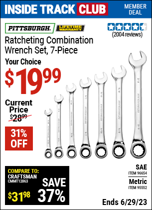Harbor Freight Tools Coupons, Harbor Freight Coupon, HF Coupons-7 Piece Combination Ratcheting Wrench Set