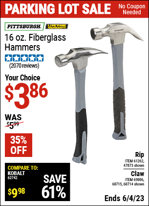 Harbor Freight Tools Coupons, Harbor Freight Coupon, HF Coupons-16 Oz. Fiberglass Handle Hammers