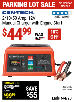 Harbor Freight Tools Coupons, Harbor Freight Coupon, HF Coupons-12 Volt, 2/10/50 Amp Battery Charger/engine Starter