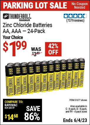 Harbor Freight Tools Coupons, Harbor Freight Coupon, HF Coupons-24 Pack Heavy Duty Batteries