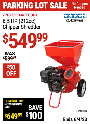 Harbor Freight Tools Coupons, Harbor Freight Coupon, HF Coupons-Chipper/shredder With 6.5 Hp Gas Engine (212 Cc)