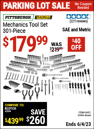 Harbor Freight Tools Coupons, Harbor Freight Coupon, HF Coupons-301 Piece Master Mechanic's Tool Kit