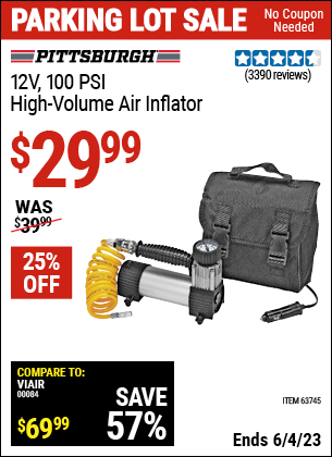 Harbor Freight Tools Coupons, Harbor Freight Coupon, HF Coupons-12v 100 PSI High Volume Air Inflator