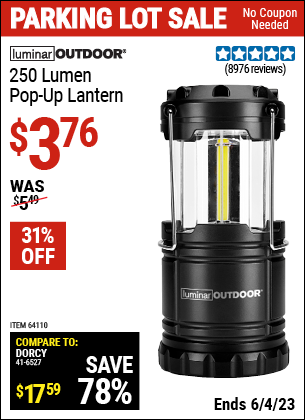Harbor Freight Tools Coupons, Harbor Freight Coupon, HF Coupons-250 Lumens Pop-up Lantern