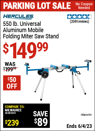 Harbor Freight Tools Coupons, Harbor Freight Coupon, HF Coupons-Hercules Heavy Duty Mobile Miter Saw Stand