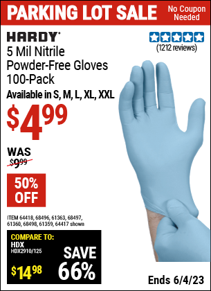 Harbor Freight Tools Coupons, Harbor Freight Coupon, HF Coupons-Powder-free Nitrile Gloves Pack Of 100
