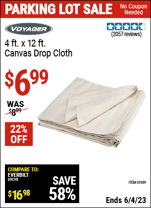 Harbor Freight Tools Coupons, Harbor Freight Coupon, HF Coupons-4 Ft. X 12 Ft. Canvas Drop Cloth