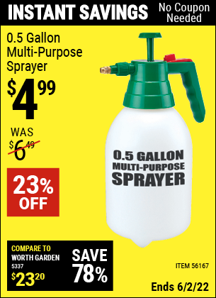 Harbor Freight Tools Coupons, Harbor Freight Coupon, HF Coupons-0.5 Gallon Home And Garden Sprayer