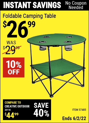 Harbor Freight Tools Coupons, Harbor Freight Coupon, HF Coupons-Foldable Camping Table