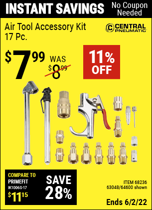 Harbor Freight Tools Coupons, Harbor Freight Coupon, HF Coupons-17 Piece Air Tool Accessory Kit