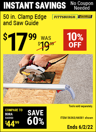 Harbor Freight Tools Coupons, Harbor Freight Coupon, HF Coupons-50 Clamp Edge And Saw Guide
