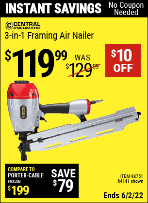 Harbor Freight Tools Coupons, Harbor Freight Coupon, HF Coupons-3-in-1 Framing Nailer
