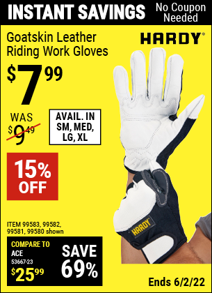 Harbor Freight Tools Coupons, Harbor Freight Coupon, HF Coupons-Goatskin Riding Work Gloves