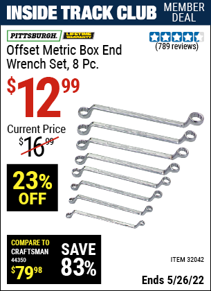 Harbor Freight Tools Coupons, Harbor Freight Coupon, HF Coupons-8 Piece Offset Box Wrench Sets