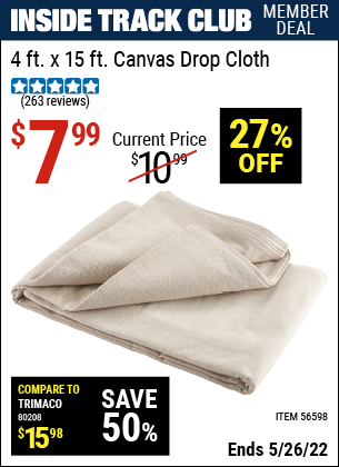 Harbor Freight Tools Coupons, Harbor Freight Coupon, HF Coupons-4 x 15 Canvas Drop Cloth