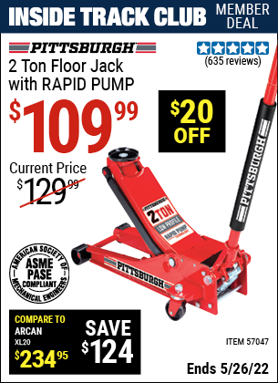 Harbor Freight Tools Coupons, Harbor Freight Coupon, HF Coupons-Rapid Pump 2 Ton Low Profile Floor Jack