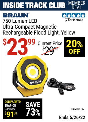 Harbor Freight Tools Coupons, Harbor Freight Coupon, HF Coupons-Ultra-Compact 750 Lumen Rechargeable Magnetic Floodlight