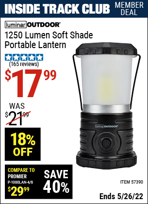 Harbor Freight Tools Coupons, Harbor Freight Coupon, HF Coupons-1250 Lumen Soft Shade Portable Lantern