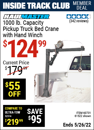 Harbor Freight Tools Coupons, Harbor Freight Coupon, HF Coupons-1/2 Ton Capacity Pickup Crane With Cable Winch