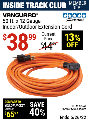 Harbor Freight Tools Coupons, Harbor Freight Coupon, HF Coupons-12 Gauge X 50 Ft. Outdoor Extension Cord