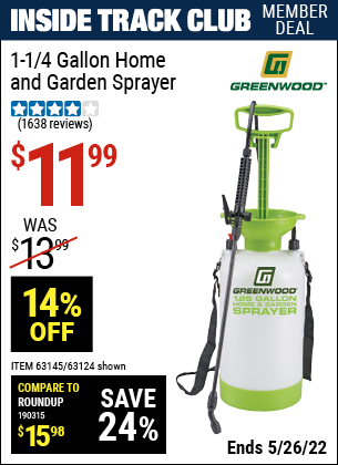 Harbor Freight Tools Coupons, Harbor Freight Coupon, HF Coupons-1-1/4 Gallon Home And Garden Spayer